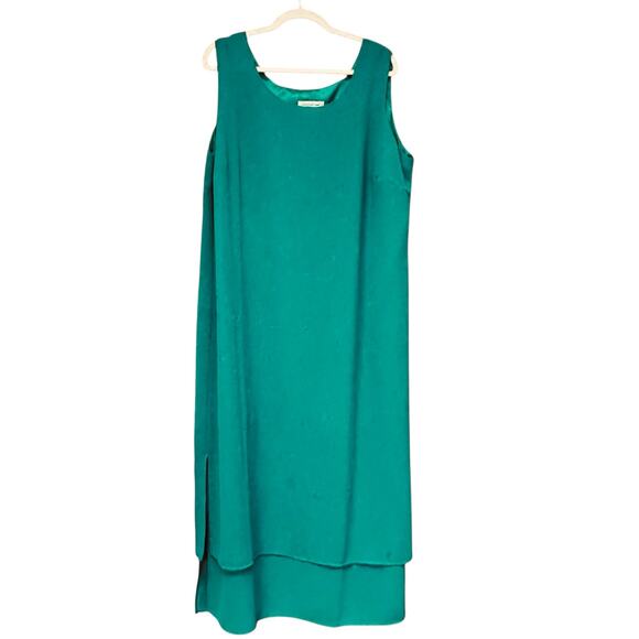 COLDWATER CREEK Green Sleeveless Layered Shift Dress Size 20 Plus Lined - Picture 1 of 4